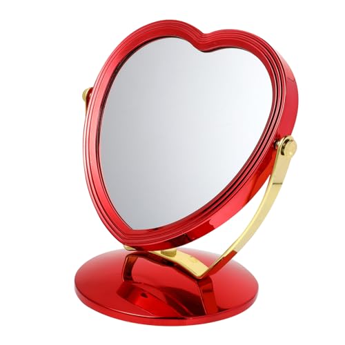 VALICLUD 1 Pieza Gire El Espejo Vanity Mirror con Luces Largo Espejo Vintage Florido Espejos Vanidad Espejo De Tocador para Escritorio Hola Espejo De Boda Abdominales De Plastico Rojo