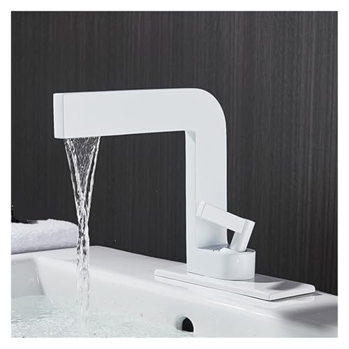 Mitigeur d'eau chaude et froide blanc mat robinet de lavabo moderne sur pont