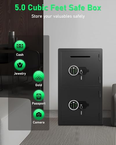 Image of 5.0 Cu ft Extra Large Safe Fireproof Waterproof, Digital Security Safe Box with Deposit Slot & Metal Storage Box with Backlit Keypad & Dual Alarm for Home Office