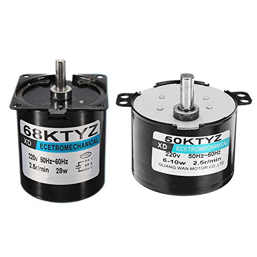 2 Pcs Permanent Magnet Synchronous Motor:1 Pcs 50Ktyz Ac220V 10W 0.5A 2.5R/ Min Ac Reduction Motor/CCW & 1 Pcs 68Ktyz Mini Motor Ac 220V 28W 2.5R/Min