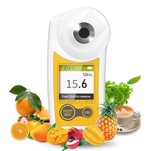 Digital Brix Refractometer Flagfront brix Meter Refractometer USB C Charging Automatic Temperature Compensation Brix Refractometer Range 0-55%，±0.1% Precision(English Keyboard)