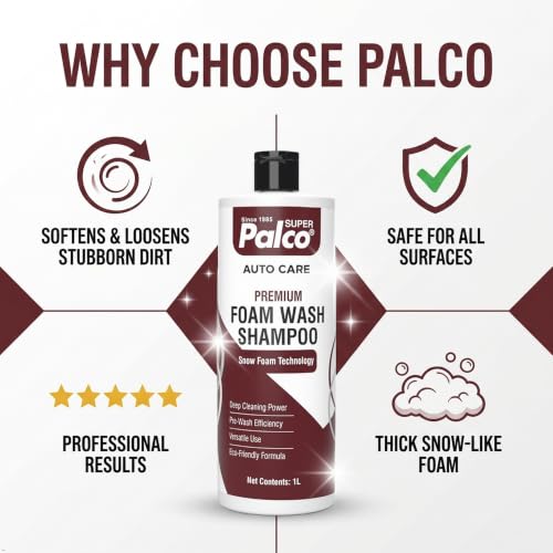 Image of PALCO Premium Foam Wash Car Shampoo 1L, pH Neutral Shampoo (Pack-2)