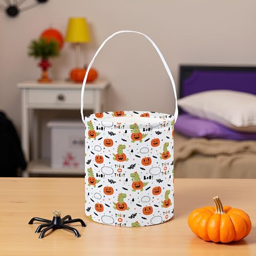 Image of Halloween Bucket for Trick or Treat Kids Halloween Pumpkin Bucket Halloween Candy Snack Baskets Pumpkin Halloween Party Decoration (Halloween Dinosaur)
