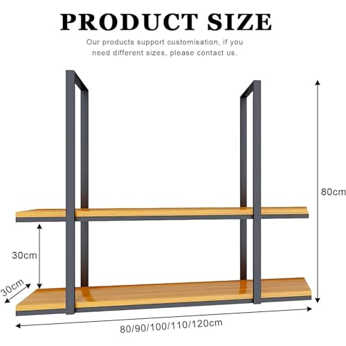 HDDNMLOH Retro Style 2 Tier Solid Wood Hanging Plant Stand Ceiling Wine Rack Multifunction Storage Shelves for Wine Bottles Plants and Decor Easy to Install (80 * 30 * 80cm)