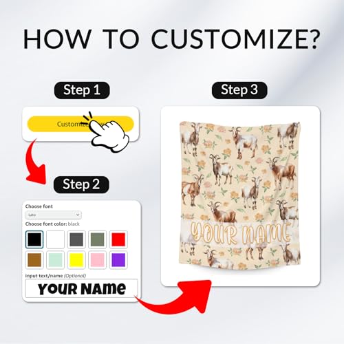 Custom Goat Blanket, Cute Soft Throw Gifts for Adults Women, Cozy Flannel Throw Blankets for Bed Living Room, 60"x80"