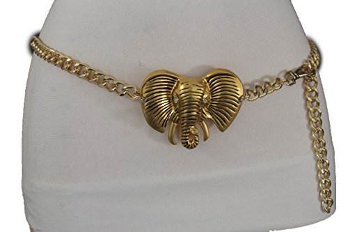 Women's Fashion Chain Belt - High Hip Waist with African Elephant Charm Plus Size M L XL, Gold3