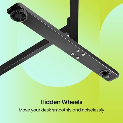 Image of Sleepyhead Lyft Designed by Duroflex - Height Adjustable Desk for Home Office & WFH | Portable Sit Stand Table with Hydraulic Lift, Wheels & Ergonomic Laptop Workstation (Black Base & Black Top)