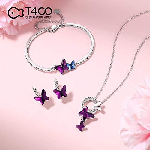 T400 Butterfly Earrings made with Crystals Dangle Samll Hoop Earring Jewellery Birthday Gift for Women Ladies