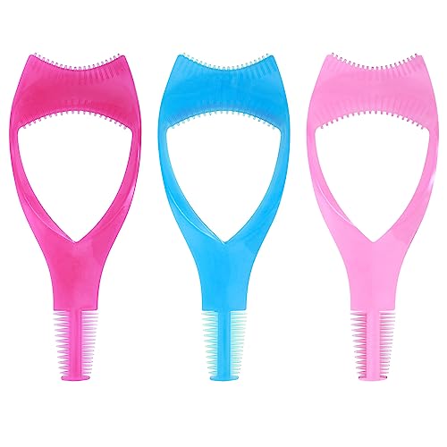 WLLHYF 3 Pack Mascara Shield Guard Makeup Eyelash Applicator Cosmetic Mascara Guide Separator Upper Lower Lash Comb Helper Tool Plastic Eyelashes Clean Brush Beauty Accesories (blue pink rose)