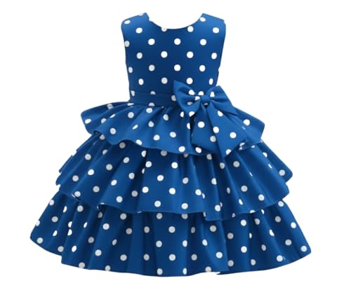 Image of A.T.U.N. (All Things UBER Nice) Baby Girls Poly Silk | Sleeveless A-Line |Tiered Knee-Length | Party Style | Polka Dot Dress