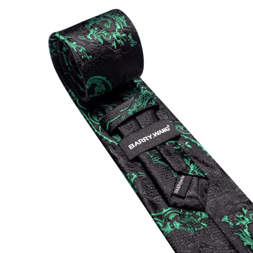 Image of Barry.Wang Paisley Tie Sets Hanky Cuff Links Flower Neckties Fashion