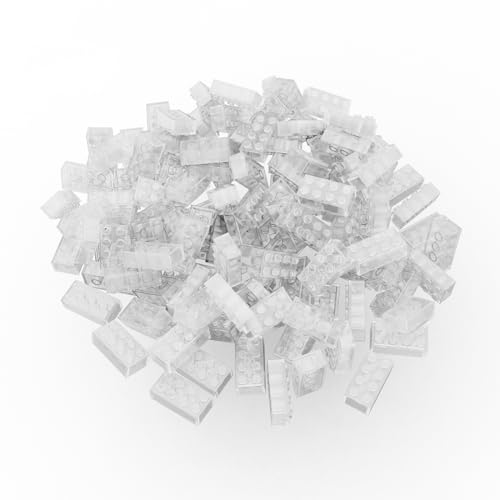 Image of Classic Bulk Brick Block 2x4, 200 Piece Building Brick Full Transparency, Compatible with Lego Parts and Pieces 3001, Creative Play Set - Compatible with Major Brands(Colour:Full Transparency)