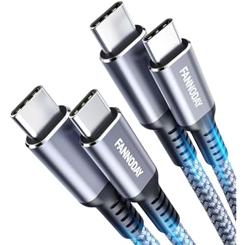 Fannoday USB C to USB C Cable, 60W 2-Pack 2FT USB C Cable Nylon Braided for iPhone 15, Samsung Galaxy S23 S22 S21, Google Pixel 8 7 6, MacBook Air/Pro, Dell XPS, iPad Pro/Mini/Air Cover