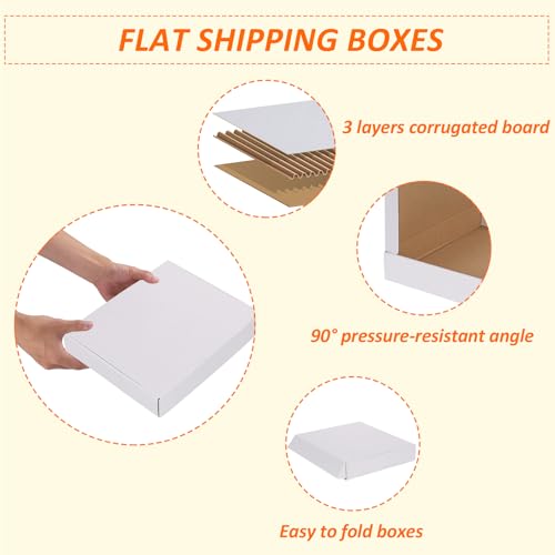 Image of HORLIMER 12x10x2 inches Shipping Boxes Set of 25, White Corrugated Cardboard Box Literature Mailer