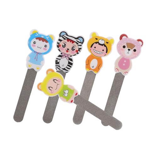 SOESFOUFU 5個ステンレス製 ダブルサイド 爪やすり メタルネイルファイル 漫画デザイン 指用 足用 爪磨きツール マニキュア お手入れ