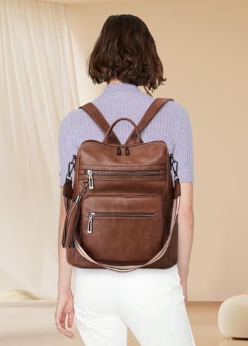 Image of Shrrie Vegan Leather Backpack Purse for Women with Adjustable Shoulder Bag | Water Resistant Fashion Designer Travel Backpack,Convertible Shoulder Bag with Wristlet,College Work