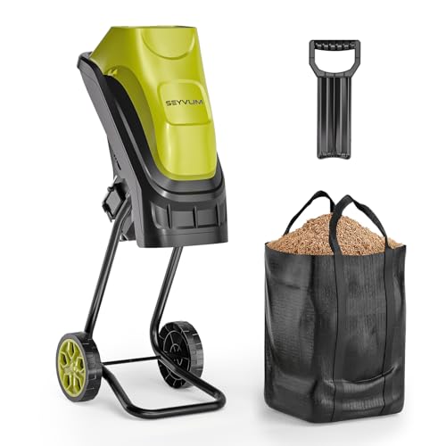 SEYVUM Wood Chipper, 15-Amp 1.8' Cutting Diameter, Electric Wood Chipper & Shredder with 45L...