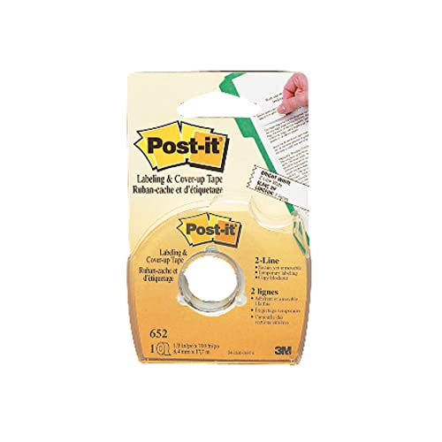 Image of Post-it 652 Cover Up and Labeling Tape, 2 Line Roll, 1 /3-Inch x700-Inch, White