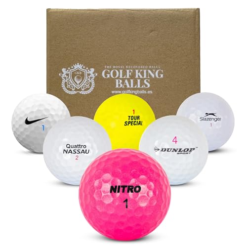 Pelotas de Golf recuperadas - Mezcla de Marcas económicas - Calidad de Grado B - para golfistas de Todos los Niveles, 50 Pelotas de Golf a Granel