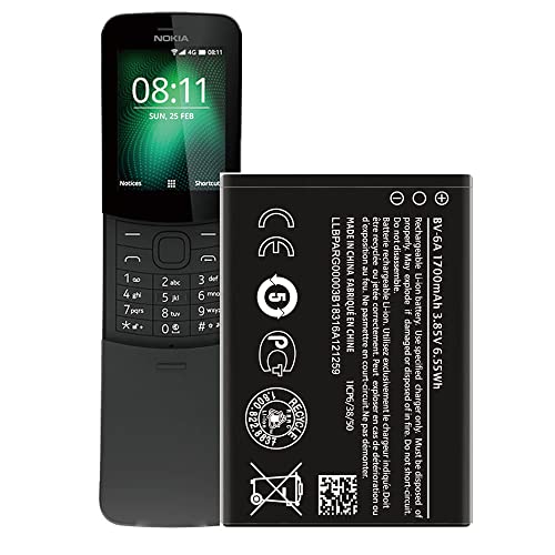 Soseieiu BV-6A Battery,(???????????????? ???????????? ????????????????????????????????) Replacement Battery for Nokia 8110 4G TA-1048 TA-1059 TA-1067 TA-1295 2720V 1700mAh 3.85V/6.55Wh