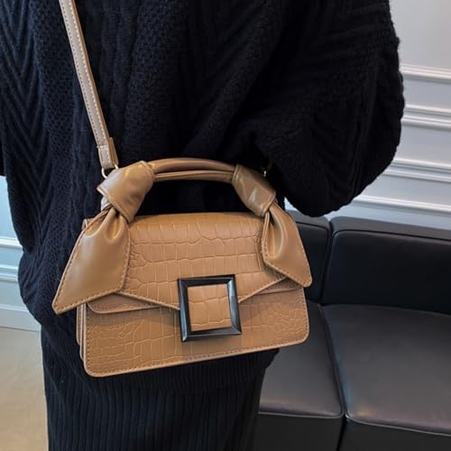 Image of Women Vegan Leather Evening Handbag Crocodile Pattern Handle Clutch Purse Cross Body Envelope Bag