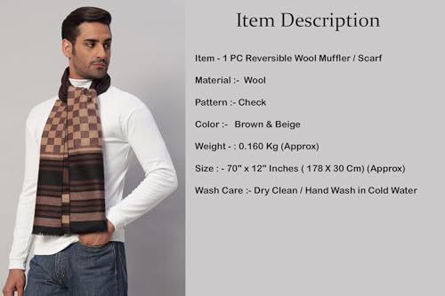 Image of Ravaiyaa - Attitude is everything Men's Reversible Stripe Pattern Winter Wool Scarf, Muffler 72 inchx12 inch Inch