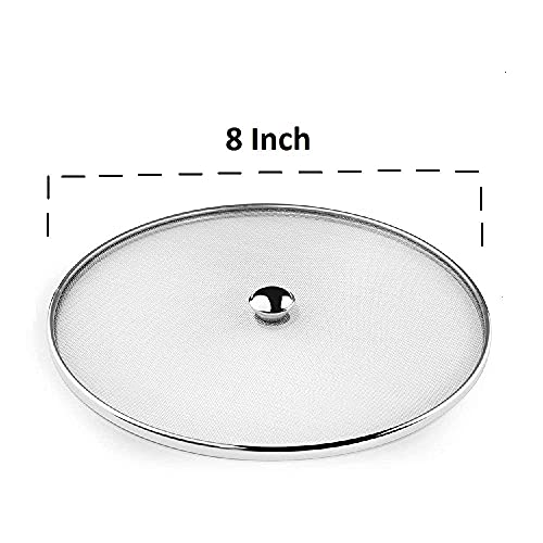 Image of Stainless Steel Mesh Food Cover Set, 20, 22, 25 cm Diameter (8, 9, 10 Inch), Splatter Screen Lids for Kitchen, Pack of 3