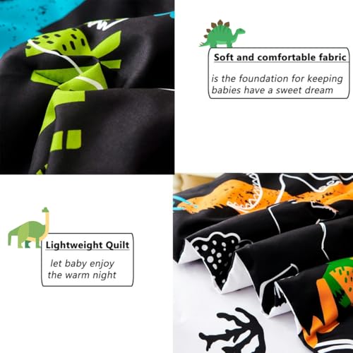 Image of PERFEMET Twin Kids Bedding Sets 4-Piece Cartoon Dinosaur Boys Comforter with Sheets Ultra Soft Reversible Colorful Animal Children Bed in a Bag Set(Dinosaur, Twin)