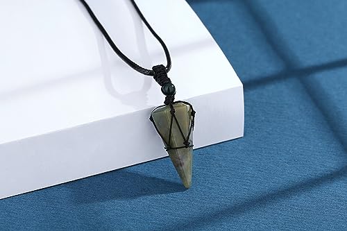 Image of XIANNVXI Healing Crystal Necklace for Men Jewelry Gift | Adjustable Black Rope Natural Gemstone Pendant