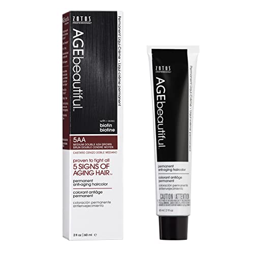 Image of AGE beautiful Permanent Hair Color Cream, 100% Gray Coverage Hair Dye with Biotin Anti-Aging Formula for Fuller, Thicker Hair, Professional Salon Quality
