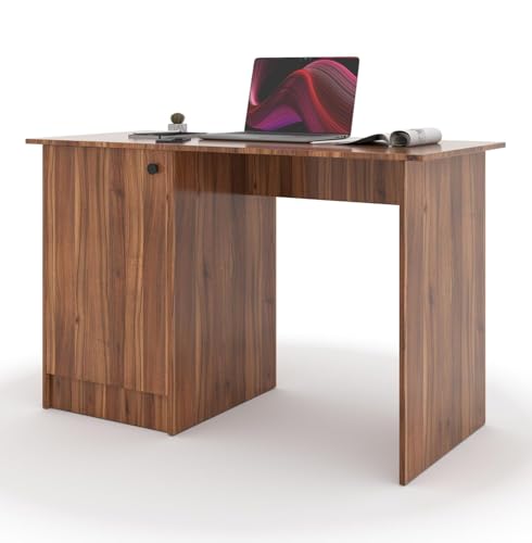 Image of 55 * 120 * 75 CM Engineered Wood Office Desk with Closed Cabinet & Storage Shelves for Storing Books, Stationery | Tabloft Executive Table for Office | 1 Year Warranty- Lyon Walnut