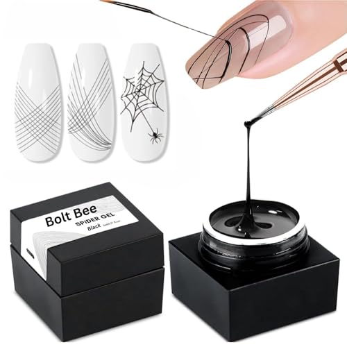 Image of Bolt Bee black Spider Gel Polish, Line Drawing Wire Gel for Nail Art, UV /LED Soak Off Gel, Professional & DIY Use