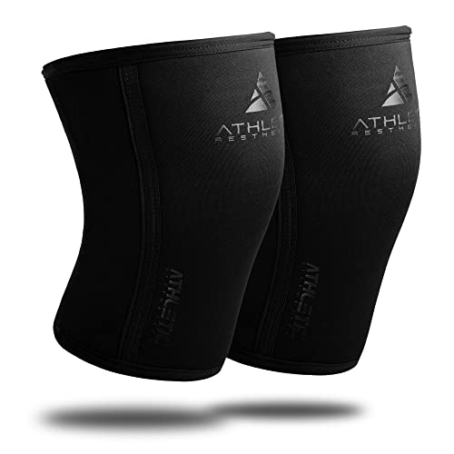 ATHLETIC AESTHETICS Kniebandagen (als Paar) für Krafttraining und Bodybuilding - Knee Sleeves aus 7mm Neopren für Kniebeugen Fitness Gewichtheben und Beintraining - Für Frauen und Männer