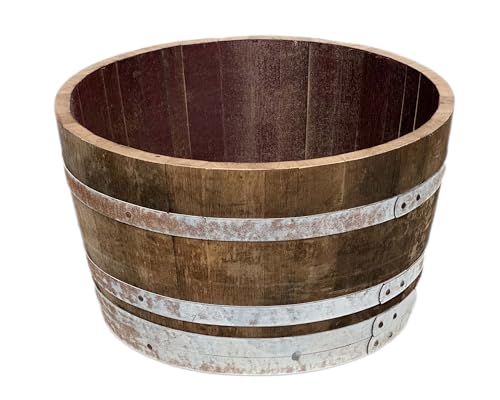 Temesso Demi-tonneau de vin en Bois de chêne - Bac à Fleurs ou Mini étang - Rustique (sans Extras)