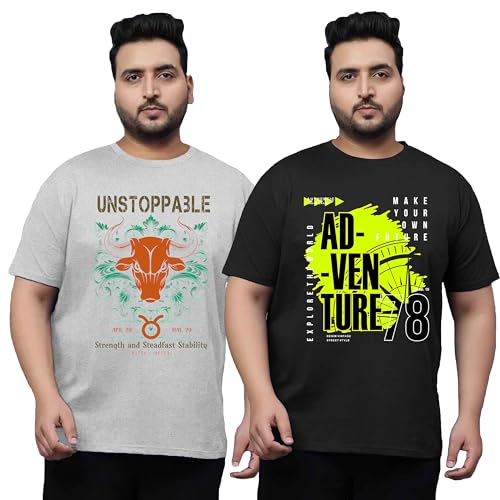 Image of West Gate Clothing Plus Size T-Shirt for Men | Cotton Mens Tshirt XL,2XL,3XL,4XL,5XL | Travel,Adventure T-Shirt | Urban | Mens T-Shirt Combo Pack of 2