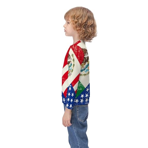 USA And Mexican FlagChildren's Casual Pullover Sweatshirt Loose Fit8-10Y3