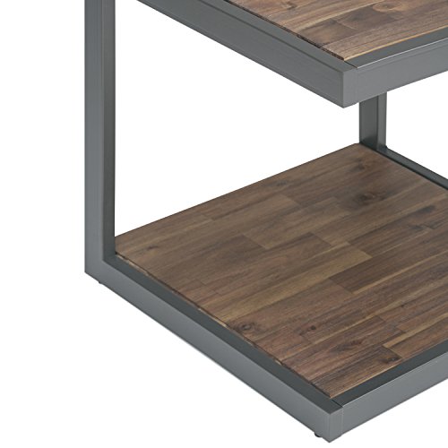 Simpli Home Erina Solid Acacia Wood and Metal 24 inch Wide Rectangle Modern Industrial End Side Table in Rustic Natural Aged Brown - Thumbnail 3