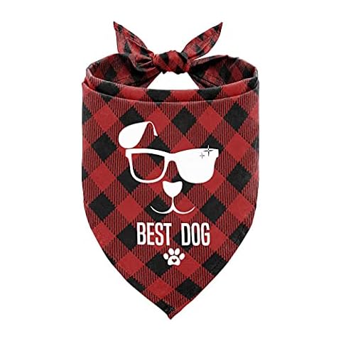 Best Wedding Dog Bandana, Bridal Party Dog Bandana, Wedding Photo Prop, Pet Scarf Accessories, Pet Scarves Dog Lovers Owner Gift, Classic Red Plaid Bandana for Small Medium Large Dog Cover