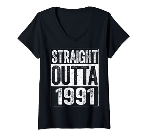 Mujer Straight Outta 1991 - Camiseta para regalo de 30 cumpleaños Camiseta Cuello V