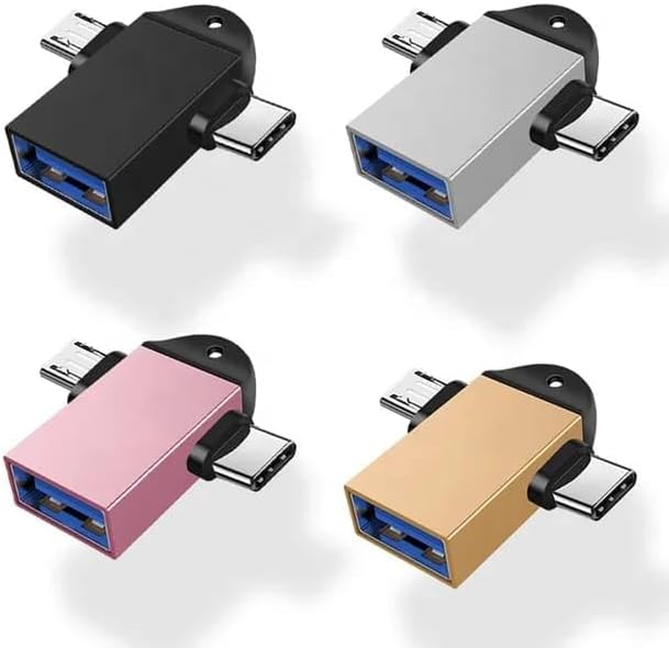 BURJ UniLink Converter: 2-in-1 Type-C Micro USB OTG Adapter, USB 3.1 (Silver)