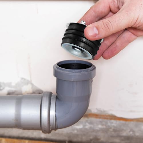 Image of PATIKIL 4 Inch Sewer Cleanout Cap, 2 Pcs Steel Mechanical Test Plug Expansion Pipe Plug Sewer Cleanout Cover Durable Sewer Pipe Plug Fit for Most Pipes Sink Pools, Black