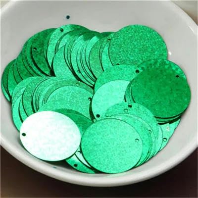 Cekiny do szycia rzemieślniczego, Duże okrągłe 40mm 50mm cekiny PVC płaskie cekiny szycie hologramowe cekiny ślubne rzemiosło z 1 otworem bocznym kolory 30g(Green,50mm)