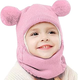 Rongchuang Kids Childrens Balaclava Hat Fleece Ski Face Mask Winter Cap,Warm Knit Beanie Cap and Scarf for 5-14 Years Old Toddlers Boys Girls