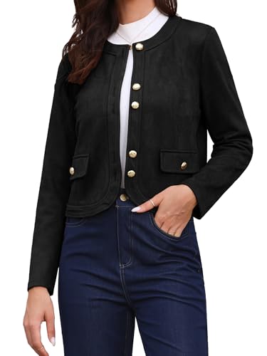 Veste en faux daim femme boutonnée, le style vintage décontracté