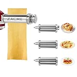 Pasta Maker Attachments for Kitchenaid Mixer Accessories, Pasta Roller and Cutters for Kitchen Aid/Cuisinart Mixers, Noodle Maker Stainless Steel 3 Pcs Water Washable with Brush