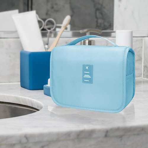 Image of Lcsmaokin Large Capacity Toiletry Bag Travel Bag with Hanging Hook for Men and Women Waterproof Travel Cosmetic Bag Bathroom Storage Bag for Brushes Set, Full-Sized Shampoo, Toiletries, Accessories,