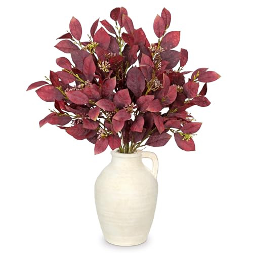3 Pcs Artificial Fall Burning Bush Leave Bundles with Flower Seeds Branches for Autumn Floral...