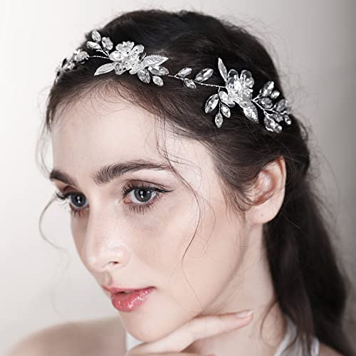 Beryuan Leaf Flower Crystal Headpiece Bridal Headband For Bride Bridesmaid Bridal Headband With Flowers #TOP3