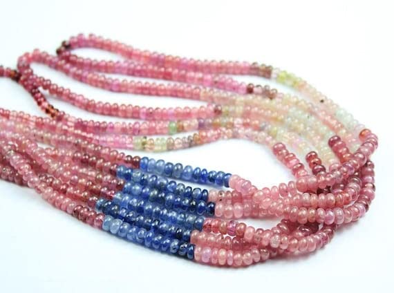 Perles de saphir naturel lisses 16" pour ateliers créatifs DIY