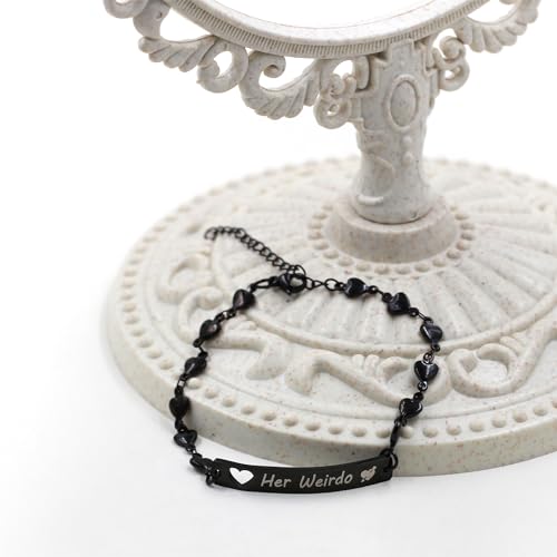 Image of 2 Couple Bracelets for men women, Love /Koi Fish /Gossip Jigsaw Puzzle Stainless Steel Heart-shaped Chain Adjustable Bracelet for Boyfriend Girlfriend Valentine's Day Gift Jewelry